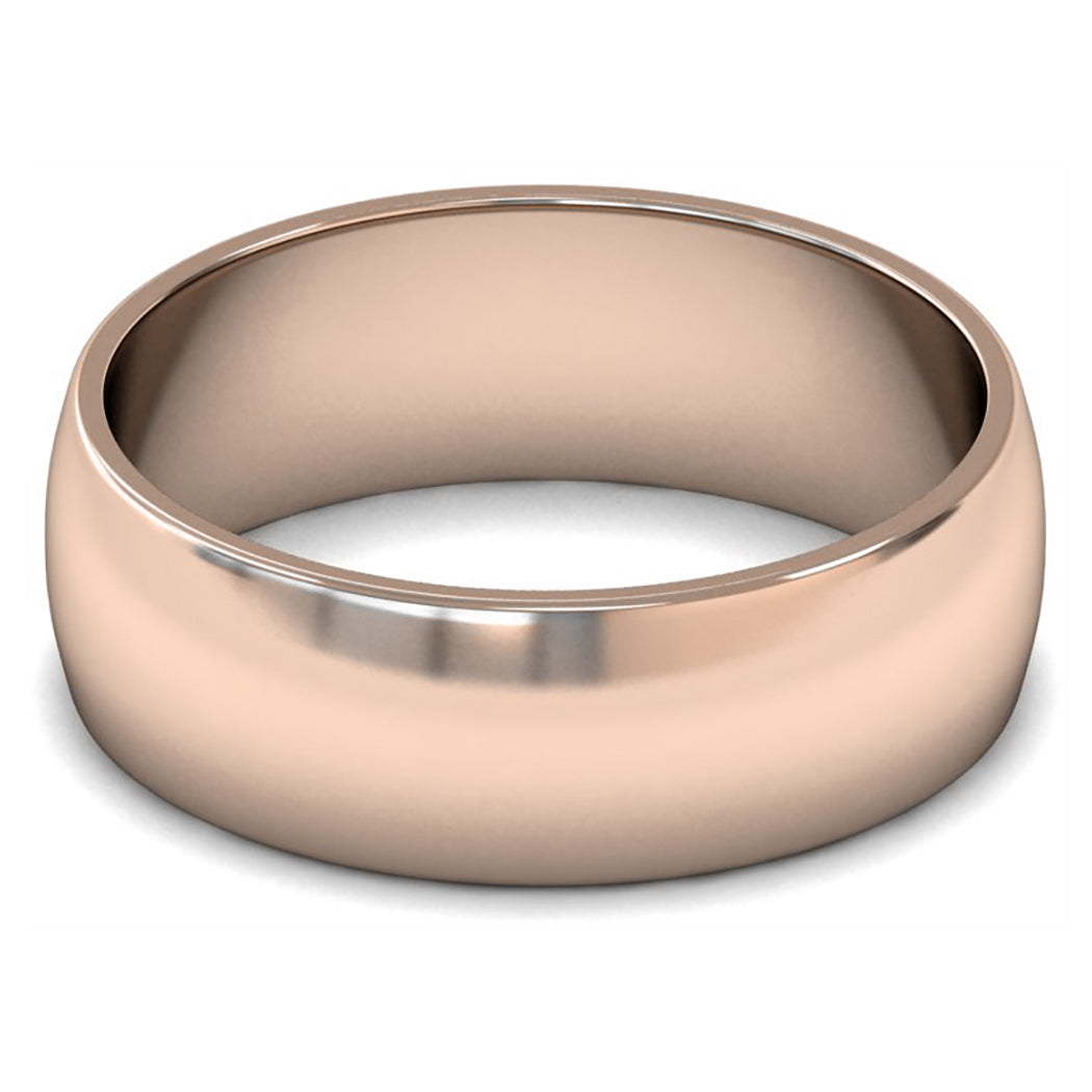 14ct Rose Gold 7mm Light Weight D Shape Wedding Ring