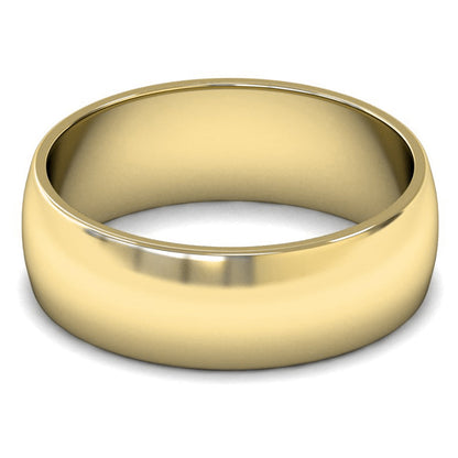 14ct Yellow Gold 7mm Light Weight D Shape Wedding Ring