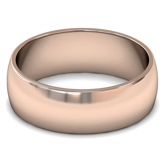 18ct Rose Gold 7mm Light Weight D Shape Wedding Ring