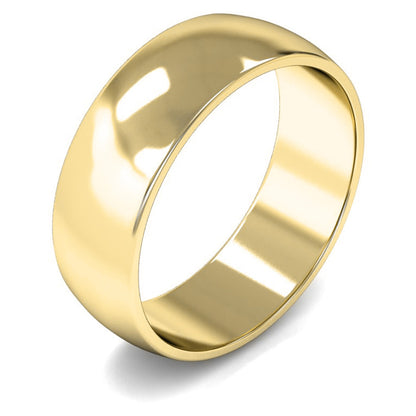 18ct Yellow Gold 7mm Light Weight D Shape Wedding Ring