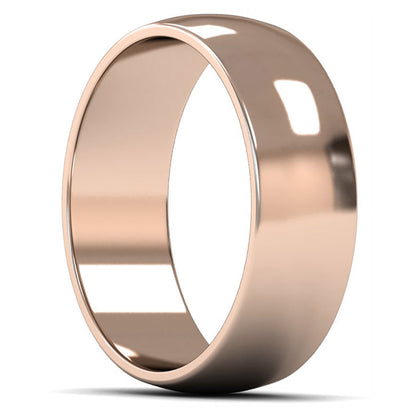9ct Rose Gold 7mm Light Weight D Shape Wedding Ring