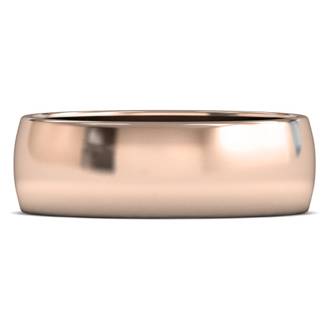 9ct Rose Gold 7mm Light Weight D Shape Wedding Ring