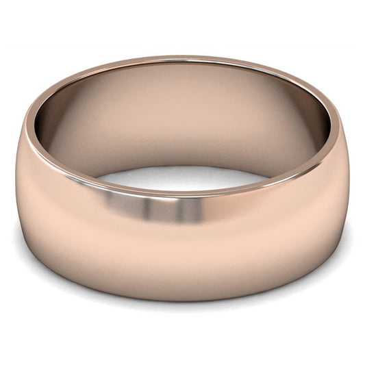 14ct Rose Gold 8mm Light Weight D Shape Wedding Ring