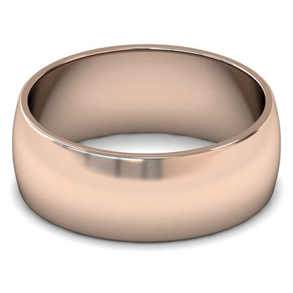 14ct Rose Fairtrade Gold 8mm Light Weight D Shape Wedding Ring