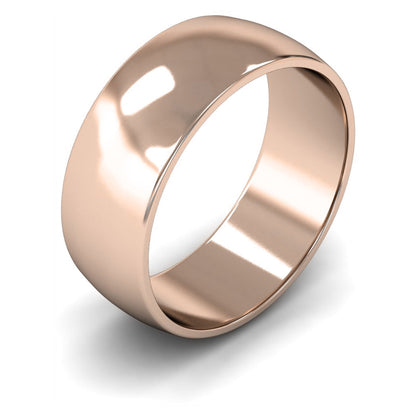 18ct Rose Gold 8mm Light Weight D Shape Wedding Ring