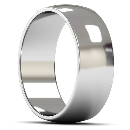 18ct White Fairtrade Gold 8mm Light Weight D Shape Wedding Ring