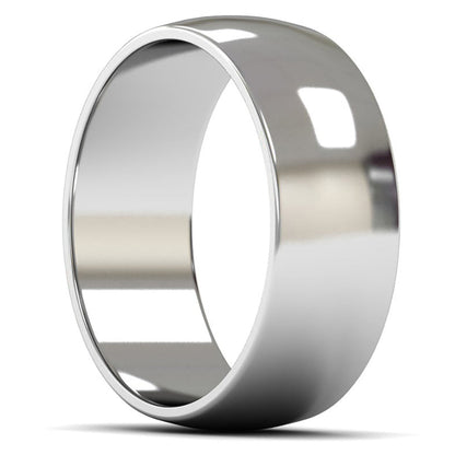 18ct White Gold 8mm Light Weight D Shape Wedding Ring