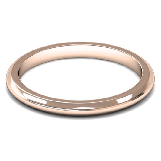 14ct Rose Fairtrade Gold 2mm Medium Weight D Shape Wedding Ring