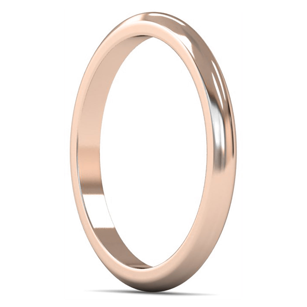 14ct Rose Gold 2mm Medium Weight D Shape Wedding Ring