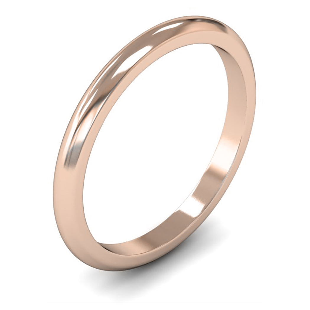 14ct Rose Gold 2mm Medium Weight D Shape Wedding Ring