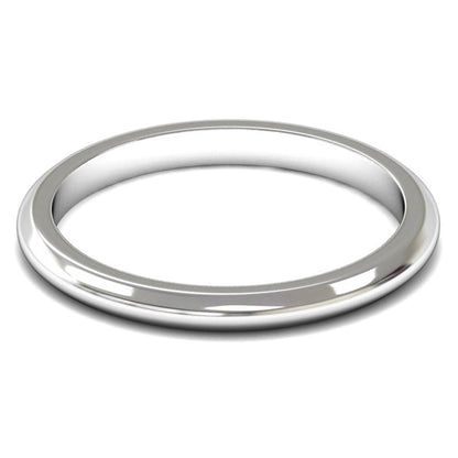 14ct White Fairtrade Gold 2mm Medium Weight D Shape Wedding Ring