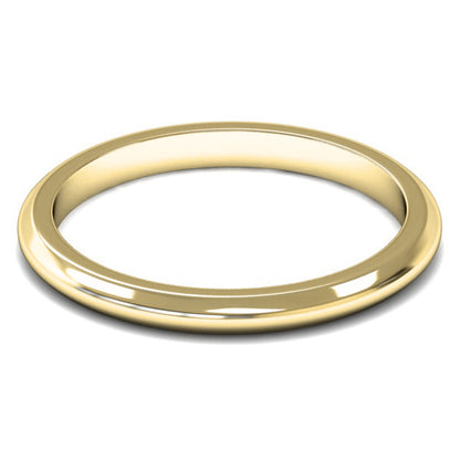 14ct Yellow Fairtrade Gold 2mm Medium Weight D Shape Wedding Ring