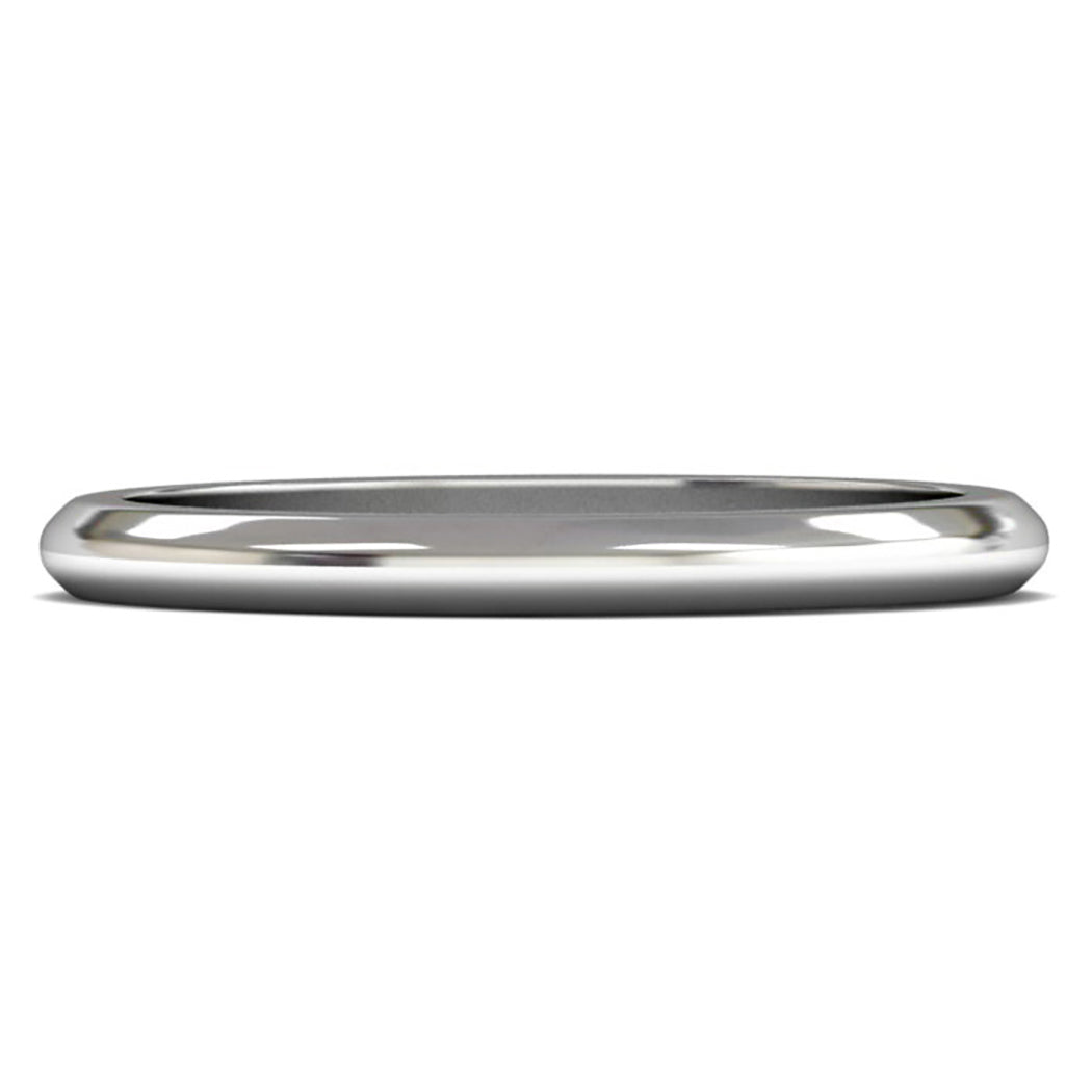 18ct White Gold 2mm Medium Weight D Shape Wedding Ring