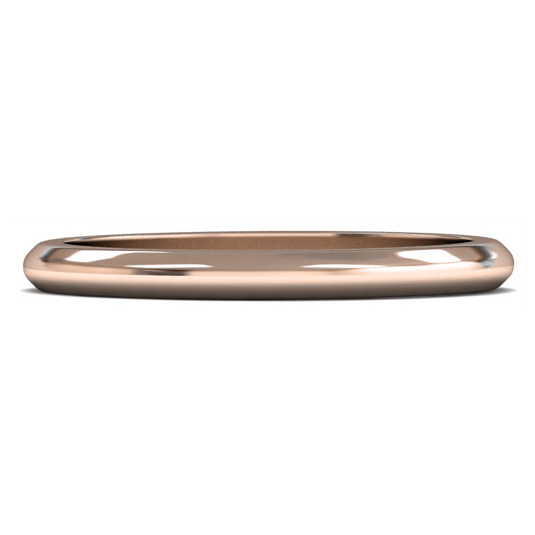 9ct Rose Fairtrade Gold 2mm Medium Weight D Shape Wedding Ring