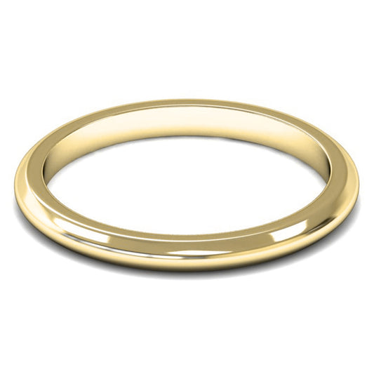 9ct Yellow Gold 2mm Medium Weight D Shape Wedding Ring