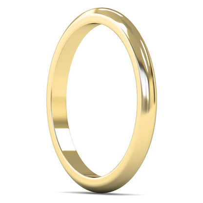 9ct Yellow Fairtrade Gold 2mm Medium Weight D Shape Wedding Ring