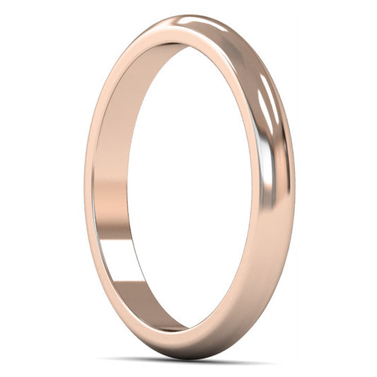 14ct Rose Gold 2.5mm Medium Weight D Shape Wedding Ring