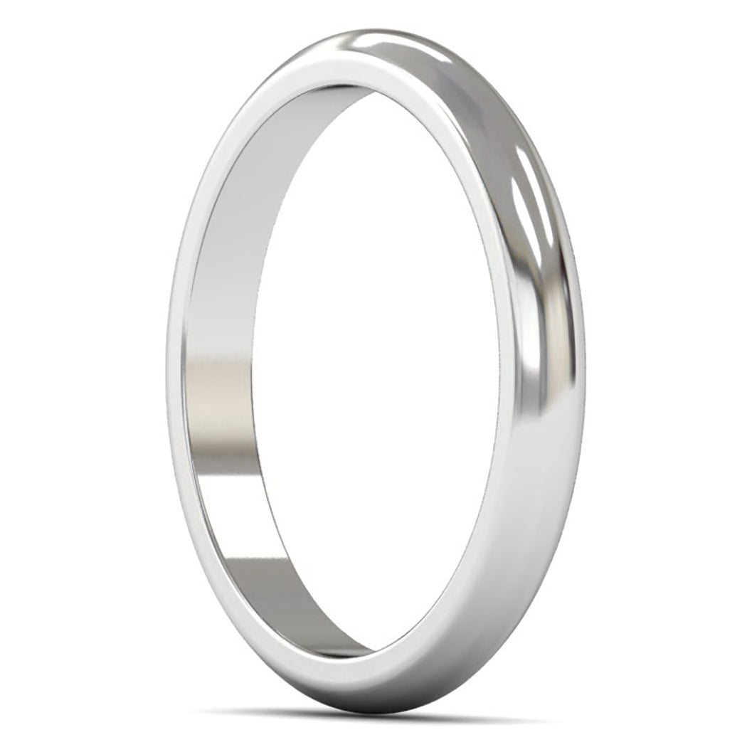 14ct White Gold 2.5mm Medium Weight D Shape Wedding Ring