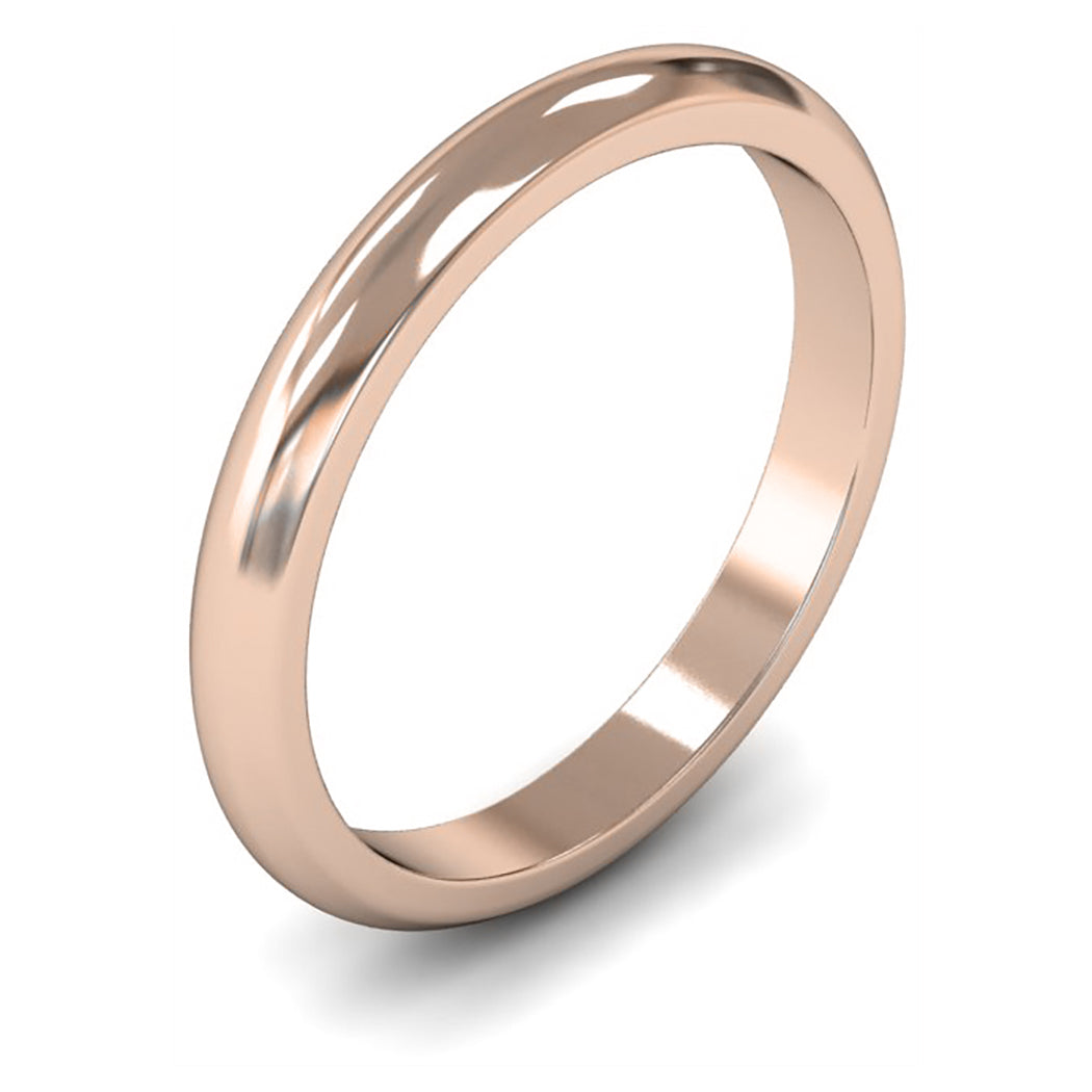 9ct Rose Fairtrade Gold 2.5mm Medium Weight D Shape Wedding Ring