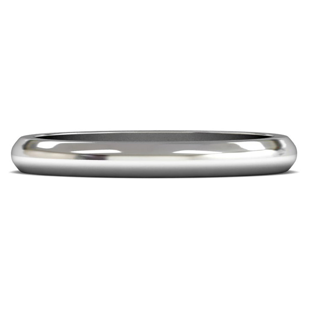 9ct White Fairtrade Gold 2.5mm Medium Weight D Shape Wedding Ring