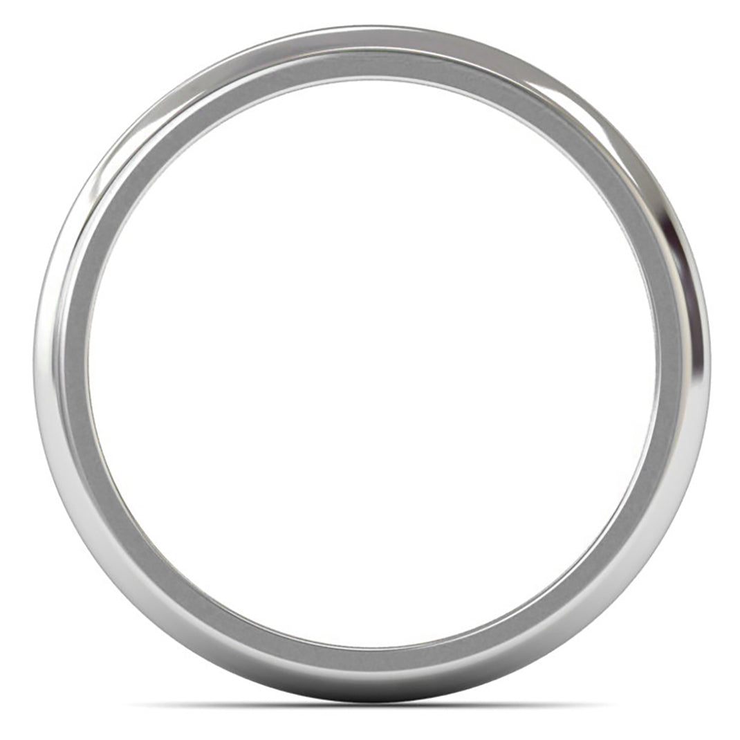 Platinum 950 2.5mm Medium Weight D Shape Wedding Ring