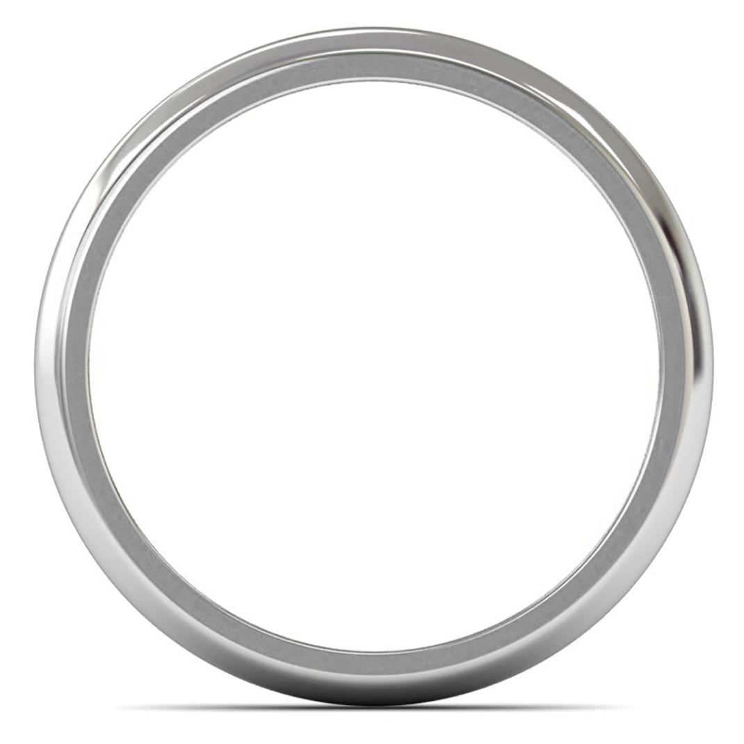 14ct White Gold 3mm Medium Weight D Shape Wedding Ring