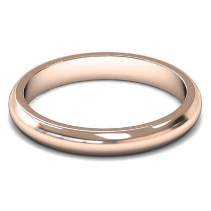 18ct Rose Gold 3mm Medium Weight D Shape Wedding Ring