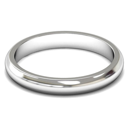 18ct White Gold 3mm Medium Weight D Shape Wedding Ring