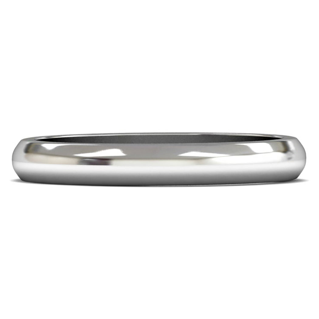 18ct White Gold 3mm Medium Weight D Shape Wedding Ring
