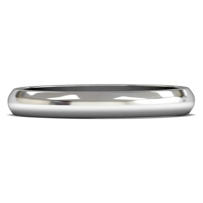 18ct White Gold 3mm Medium Weight D Shape Wedding Ring