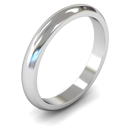 18ct White Gold 3mm Medium Weight D Shape Wedding Ring