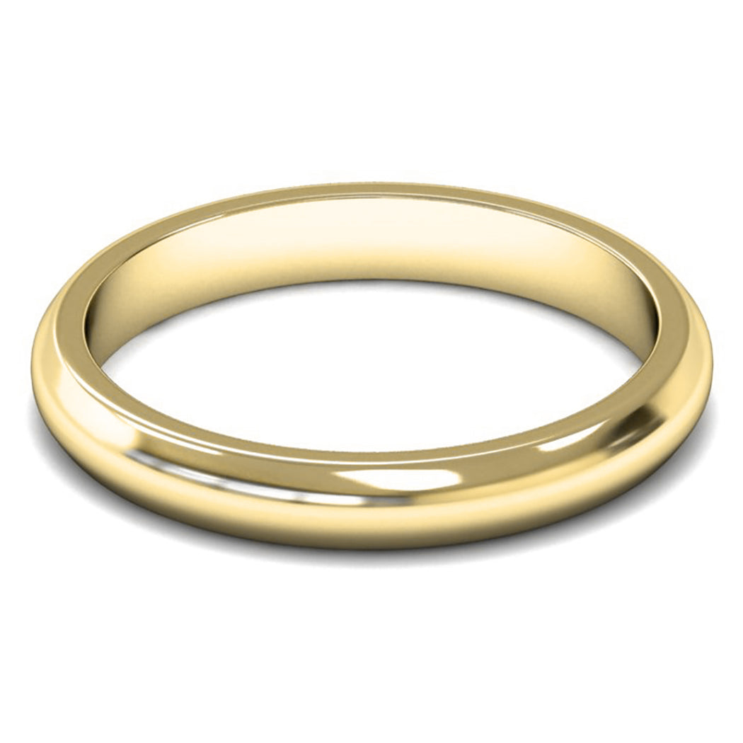 18ct Yellow Gold 3mm Medium Weight D Shape Wedding Ring