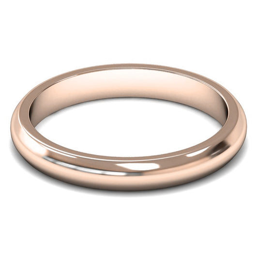 9ct Rose Fairtrade Gold 3mm Medium Weight D Shape Wedding Ring