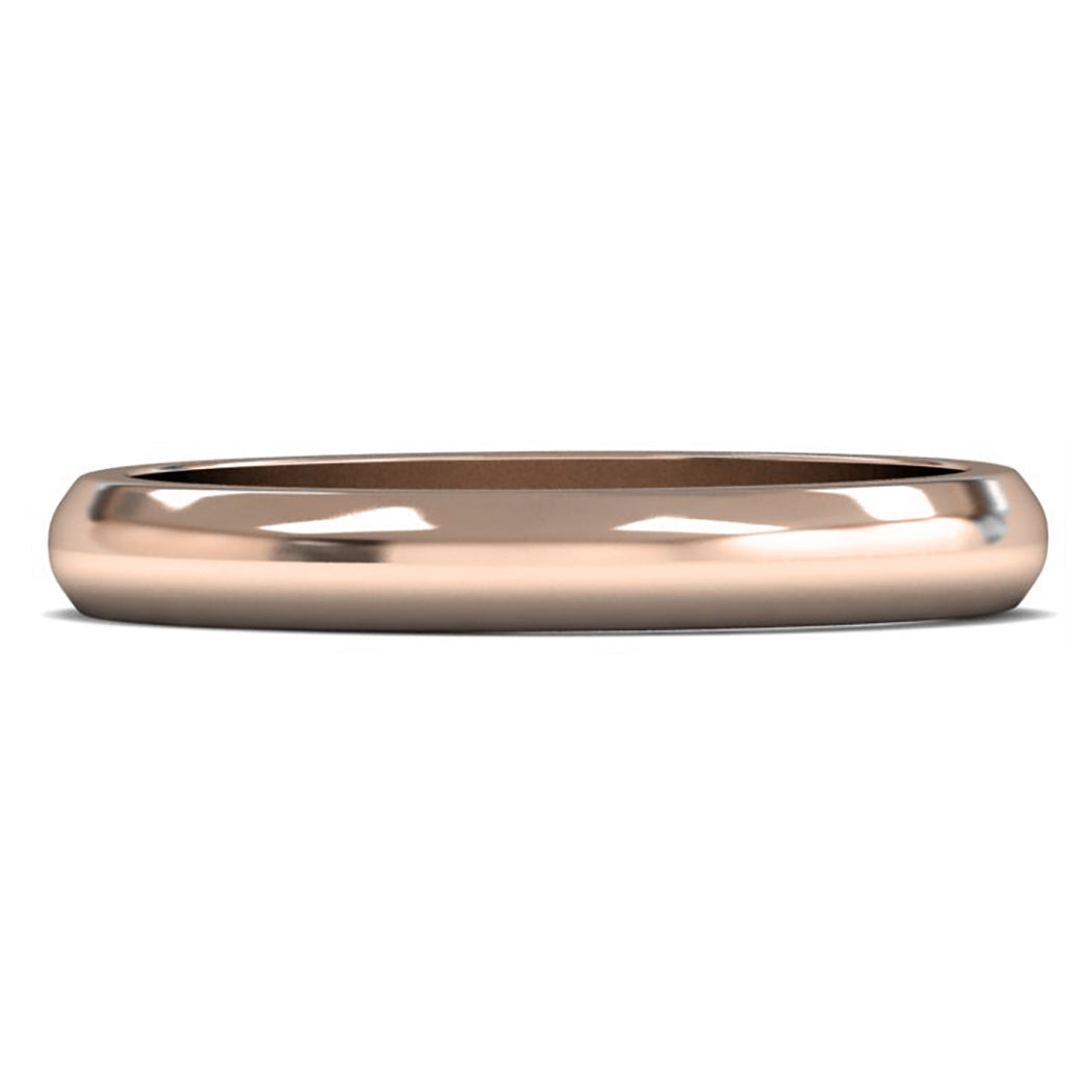 9ct Rose Fairtrade Gold 3mm Medium Weight D Shape Wedding Ring