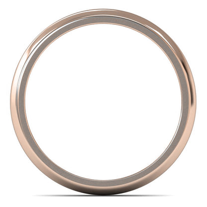 9ct Rose Gold 3mm Medium Weight D Shape Wedding Ring