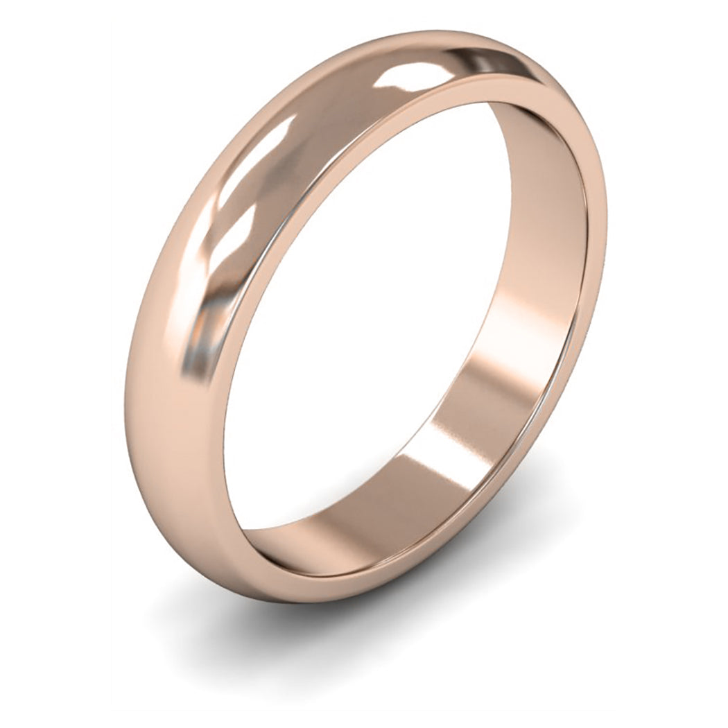 14ct Rose Gold 4mm Medium Weight D Shape Wedding Ring