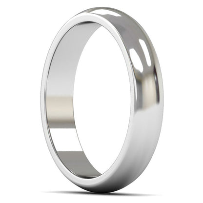 14ct White Gold 4mm Medium Weight D Shape Wedding Ring
