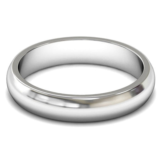 9ct White Gold 4mm Medium Weight D Shape Wedding Ring