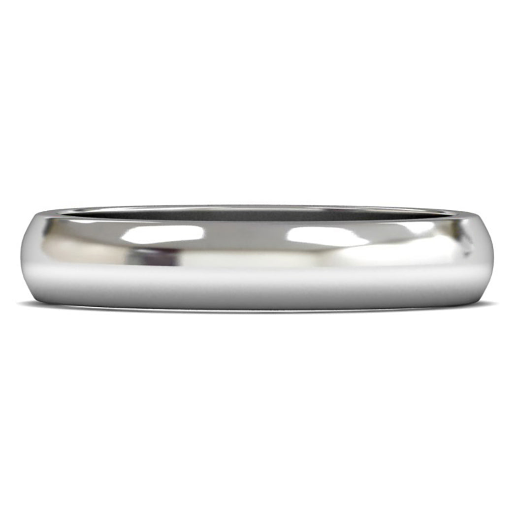 9ct White Fairtrade Gold 4mm Medium Weight D Shape Wedding Ring