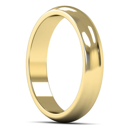 9ct Yellow Fairtrade Gold 4mm Medium Weight D Shape Wedding Ring