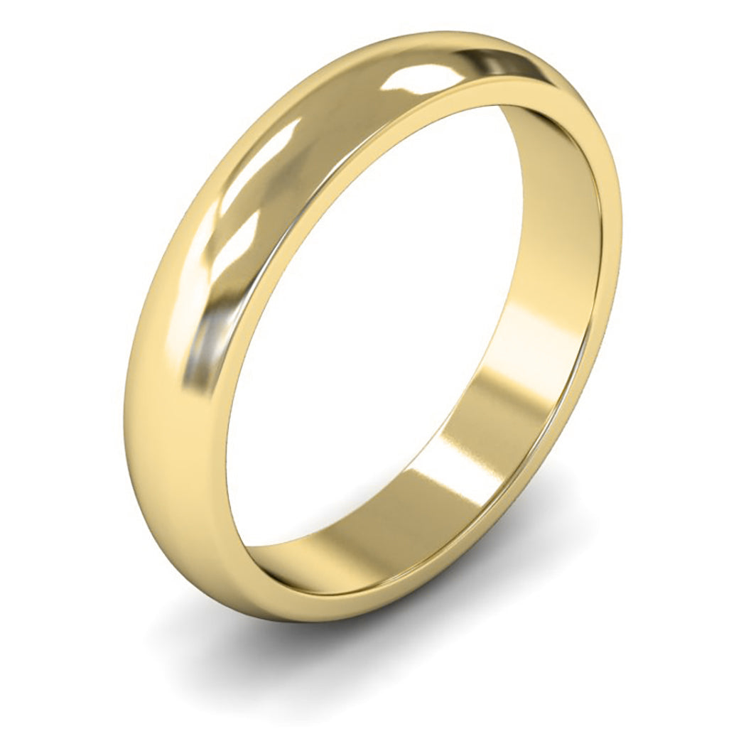 9ct Yellow Gold 4mm Medium Weight D Shape Wedding Ring