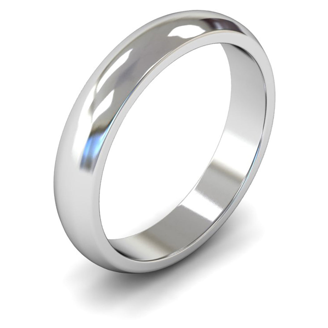 Platinum 950 4mm Medium Weight D Shape Wedding Ring