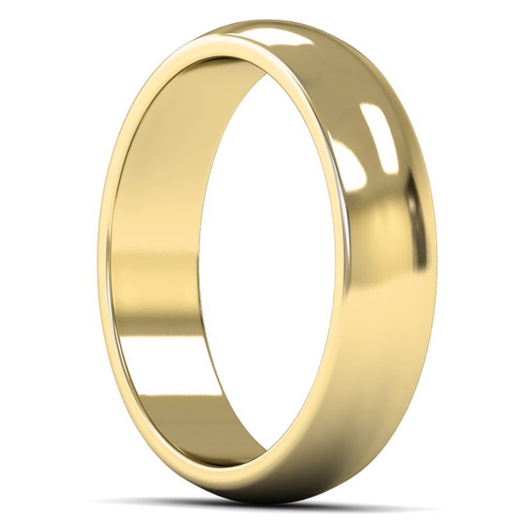 14ct Yellow Fairtrade Gold 5mm Medium Weight D Shape Wedding Ring