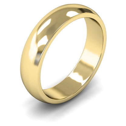 14ct Yellow Fairtrade Gold 5mm Medium Weight D Shape Wedding Ring