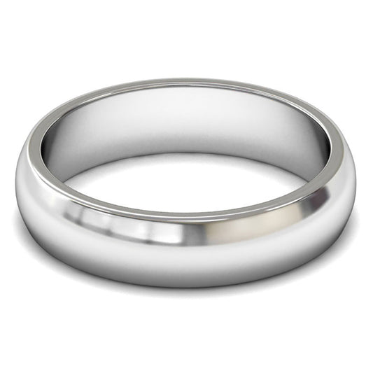 9ct White Gold 5mm Medium Weight D Shape Wedding Ring