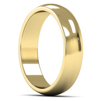 9ct Yellow Fairtrade Gold 5mm Medium Weight D Shape Wedding Ring