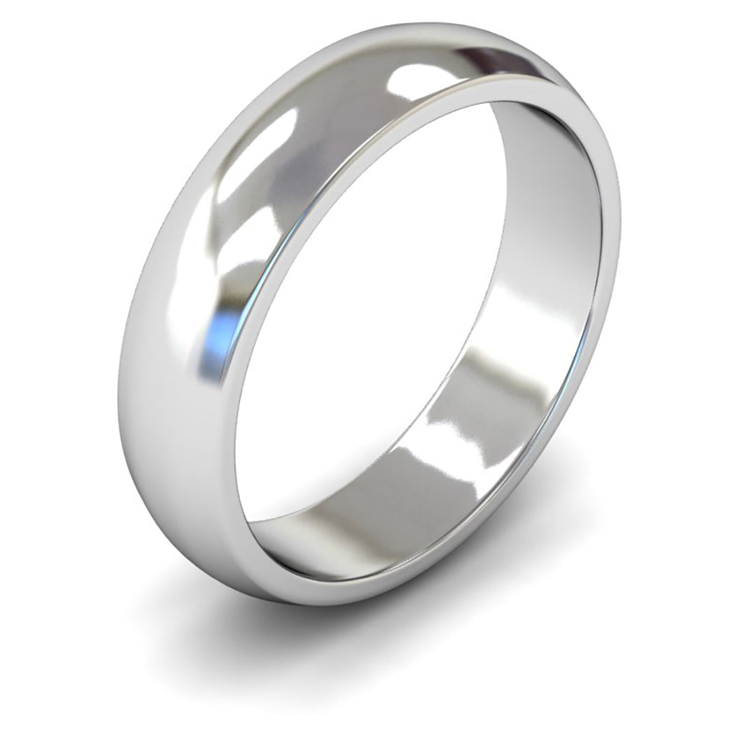 Platinum 950 5mm Medium Weight D Shape Wedding Ring