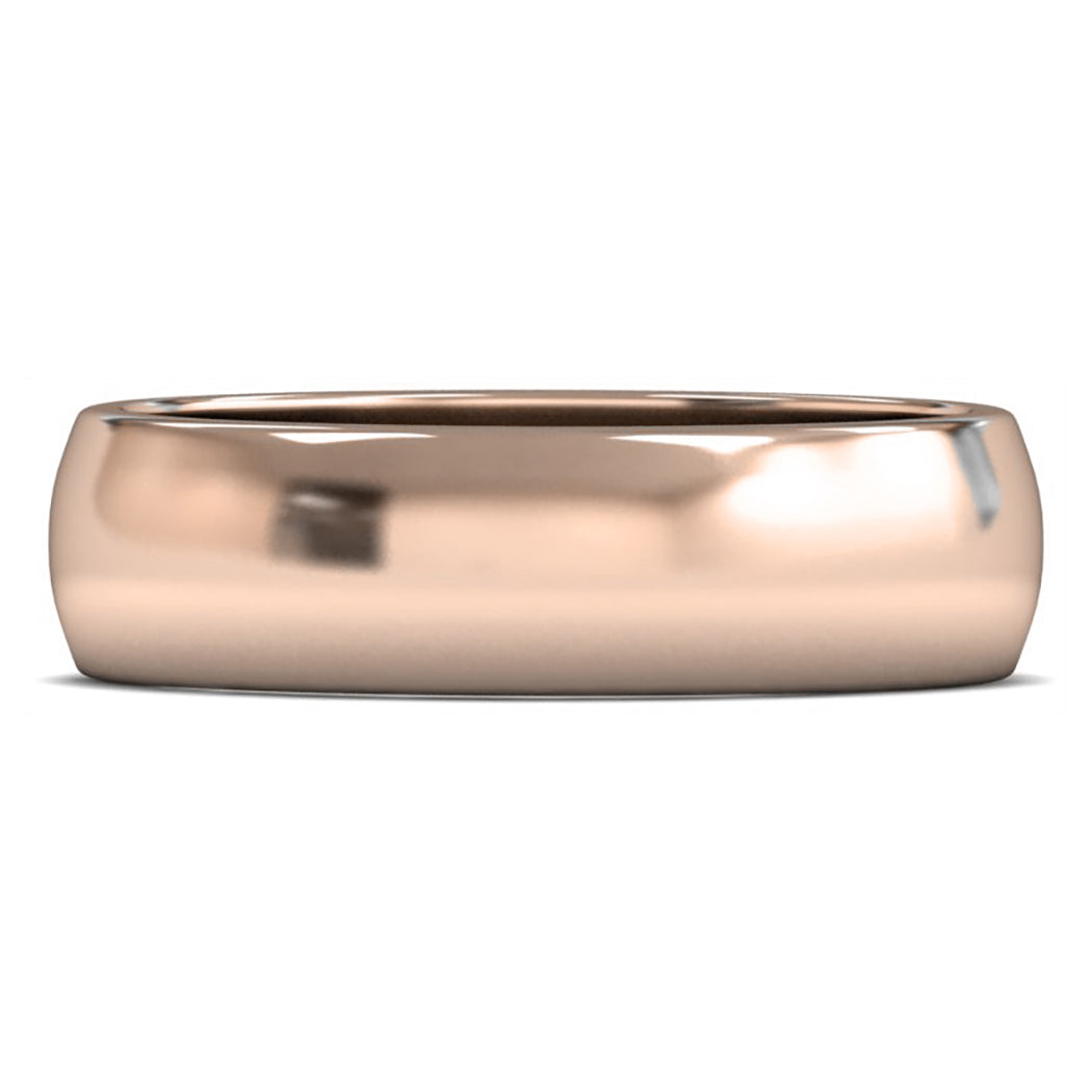 14ct Rose Gold 6mm Medium Weight D Shape Wedding Ring