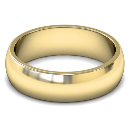 14ct Yellow Fairtrade Gold 6mm Medium Weight D Shape Wedding Ring