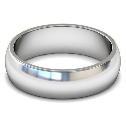 18ct White Gold 6mm Medium Weight D Shape Wedding Ring